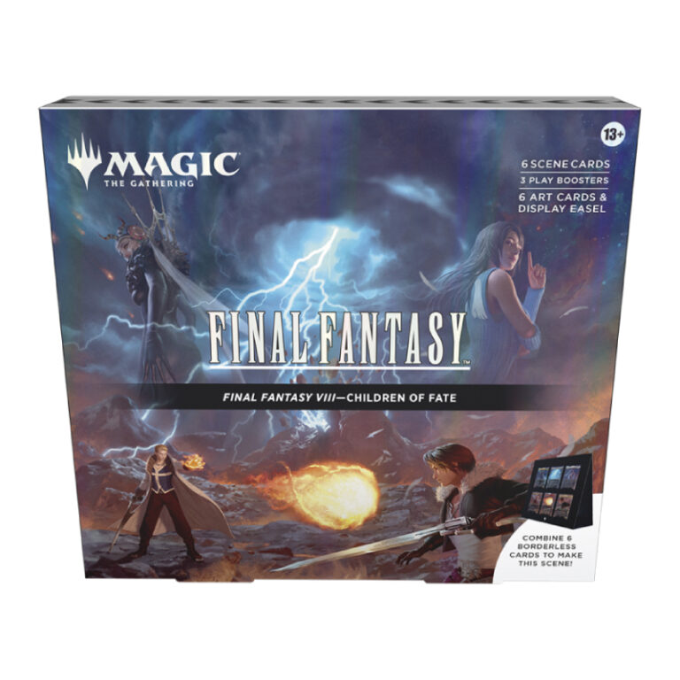 Magic The Gathering Final Fantasy Scene Box, Children of Fate This box immortalizes the iconic opening duel and the intertwined destinies of Squall Leonhart and Seifer Almasy on the Balamb Garden training grounds.